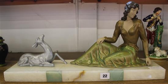 Deco lady & deer group(-)
